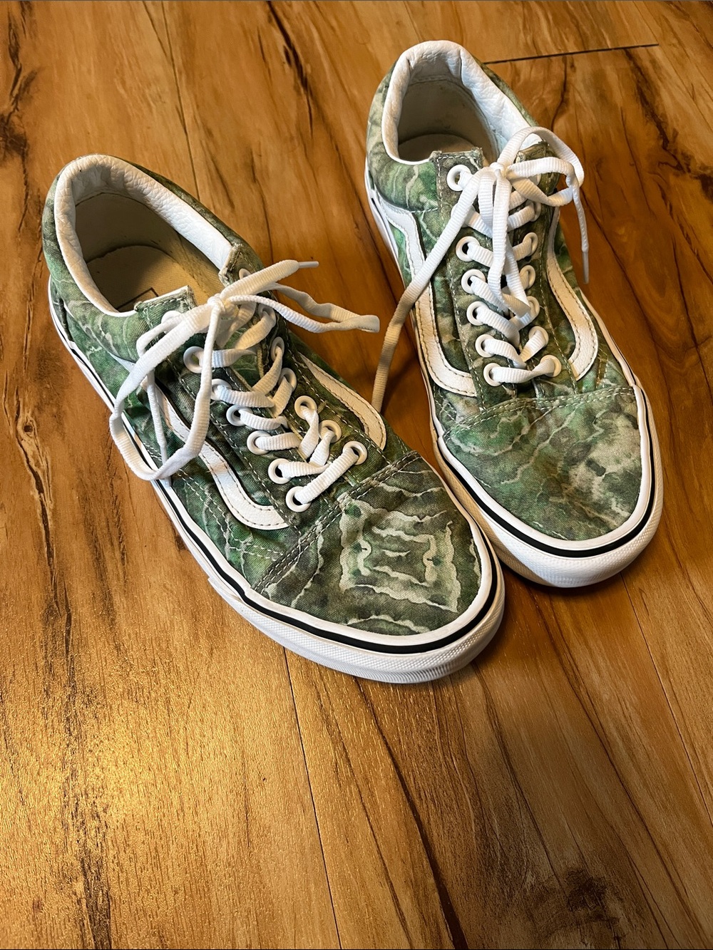 Vans Old Skool Tie-Dye Green and White Skate Sneakers